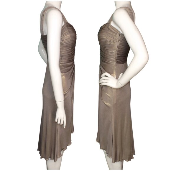 TADASHI COLLECTION Dress, 6, Champagne/Golden, Ruched, Wide straps, knee length - Picture 7 of 12